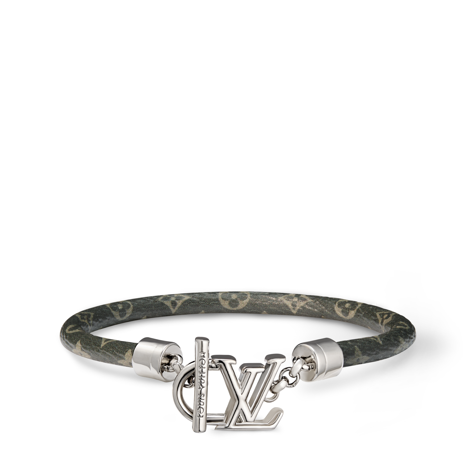 LOUIS VUITTON ホワイトレザーブレスレット LV Dimension Monogram Leather Bracelet - Men - Fashion Jewelry